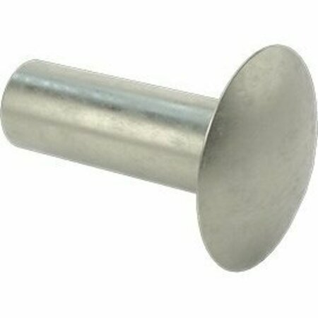 BSC PREFERRED Steel Low-Profile Domed Head Solid Rivets 1/4 Diameter for 0.625 Maximum Material Thickness, 60PK 97030A347